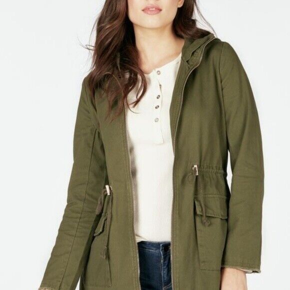 Just Fab Frayed Hooded Parka Size XL Brick Red - Picture 6 of 6